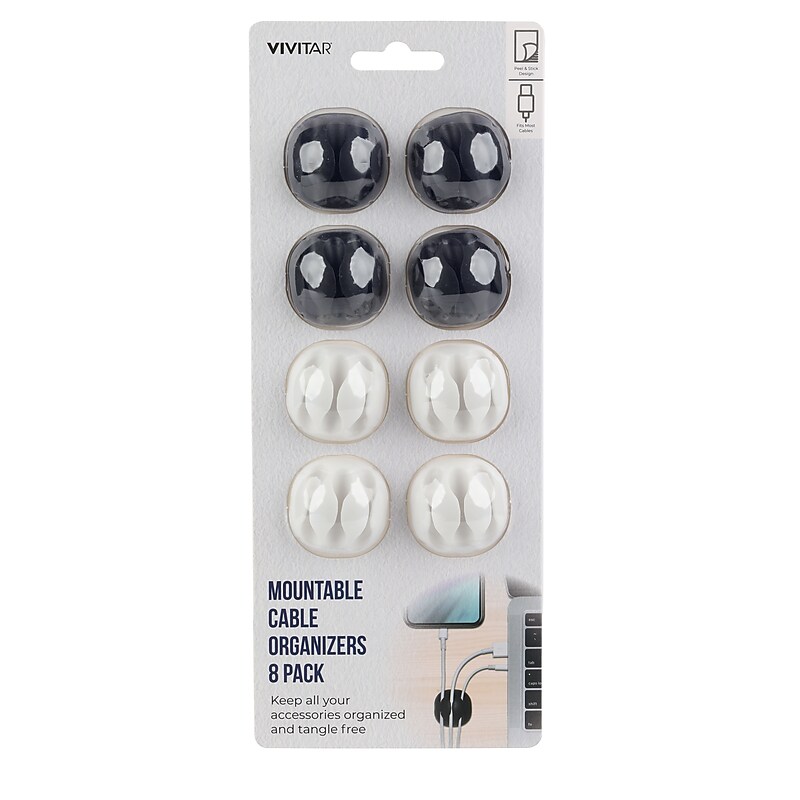 Vivitar Mountable Assorted Colors Cable Organizers, 8 Pack (QUB3500ASST3524) image 1