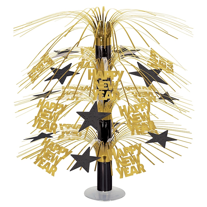 Beistle Cascade New Year's Centerpiece, Black/Gold, 2/Pack (80808-BKGD) image 1