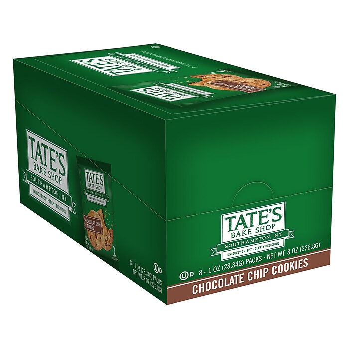 Tate's Bake Shop Chocolate Chip Cookies, 1 oz, 32/Carton (TBS07134