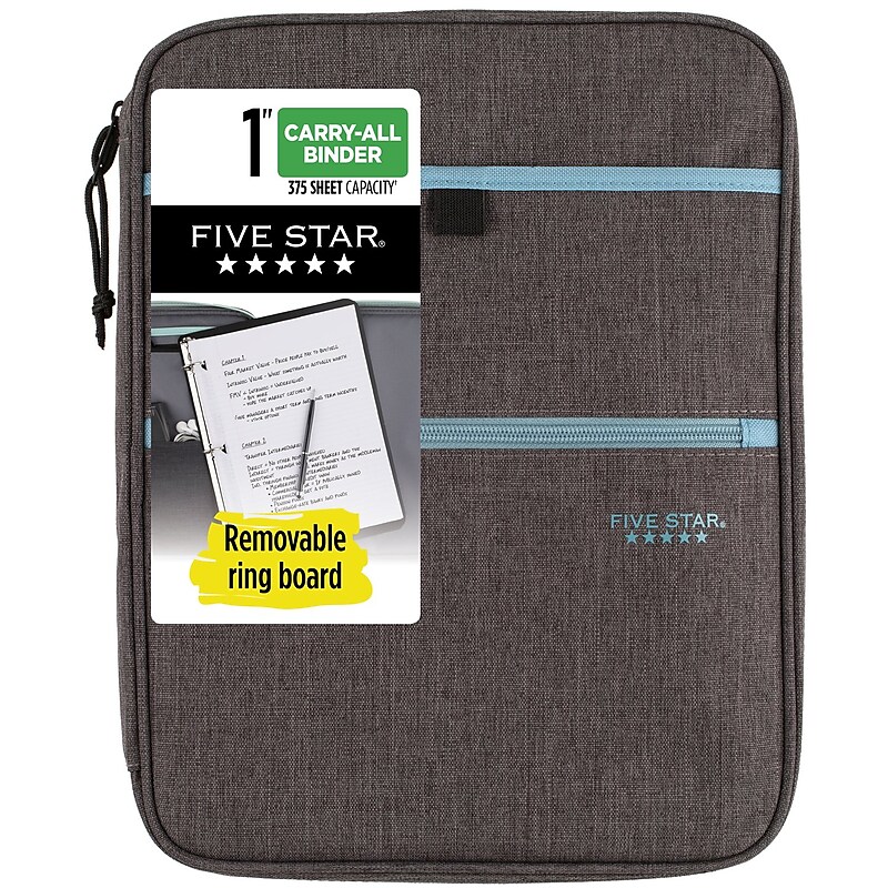 Five Star Carry-All 1" 3-Ring Zipper Binders, Assorted Colors (29092) image 1