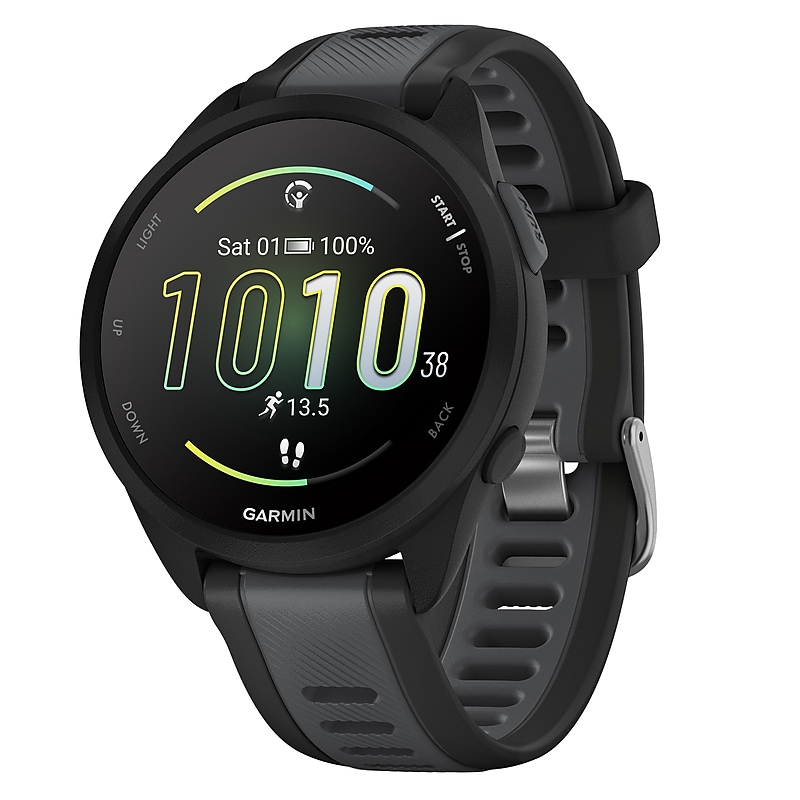Garmin Forerunner 165 Smartwatch, GPS, 43mm, Slate Gray & Black Silicone Band (010-02863-30) image 1