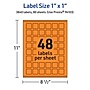 Avery Laser/Inkjet Multipurpose Square Labels, 1" x 1", Bright Orange, 3840/Box (94103)~#|#~E10D48F5-51D3-4D7C-80DDC7DE6FABD185_sc7