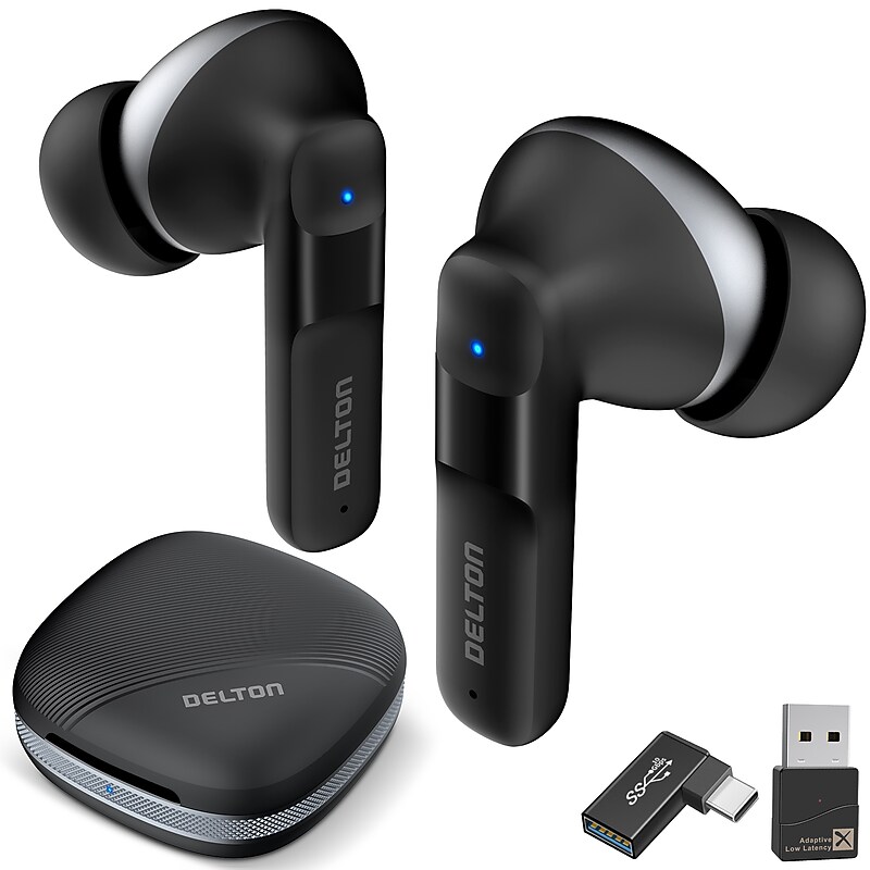 Delton T50 True Wireless Noise Canceling Bluetooth Computer Earbud Headset, Black (DBHT50) image 1