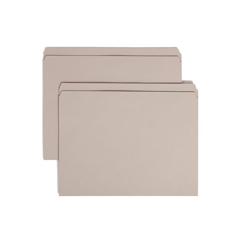 Smead File Folder, Reinforced Straight-Cut Tab, Letter Size, Gray, 100/Box (12310) image 1