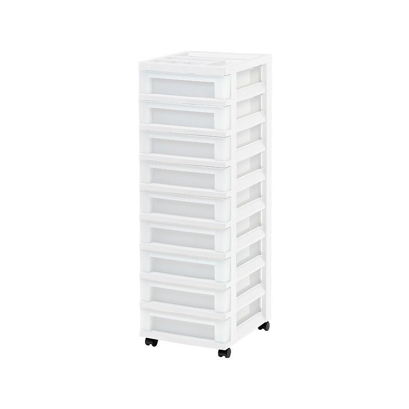 Iris 9-Drawer Storage Cart, White/Translucent White (585004) image 1