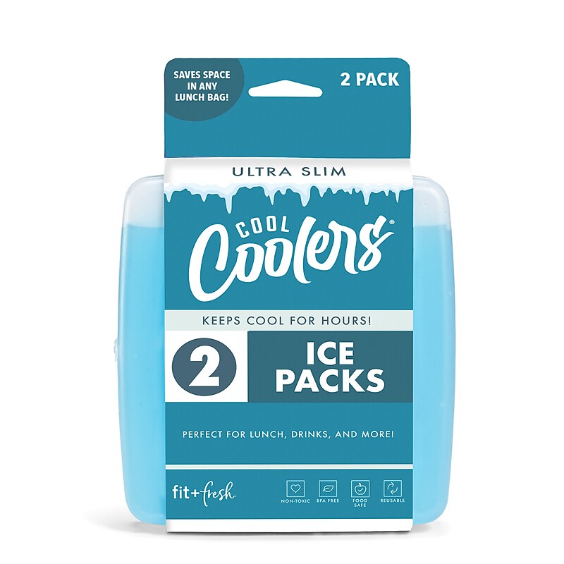 Fit & Fresh Cool Coolers Slim Ice Pack, Clear Blue, 2/Pack (336K2TGCDU10) image 1
