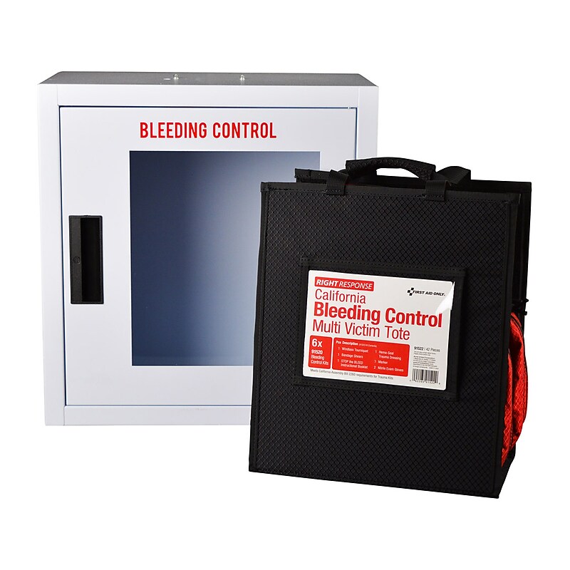 First Aid Only Right Response Bleeding Control Cabinet with Multiple Victim Tote, California AB2260, without Alarm (91536) image 1