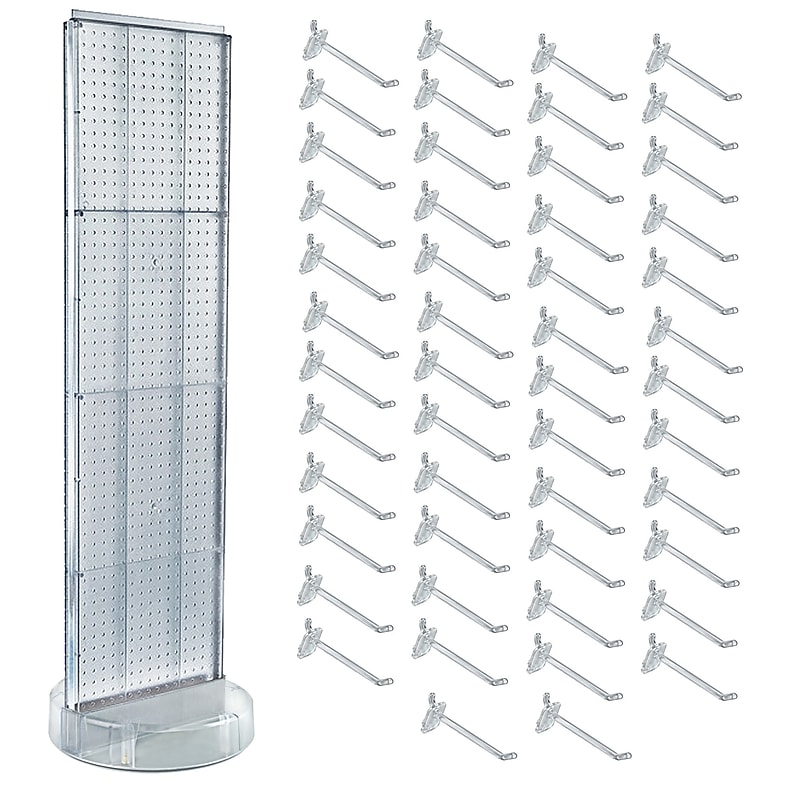 Azar Revolving Studio Base 60" x 16" Pegboard Floor Stand, Clear (700780-CLR-6C50) image 1