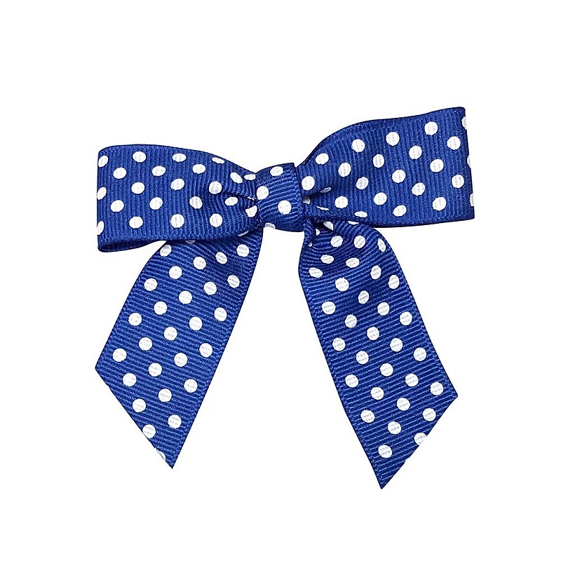 JAM Paper Grosgrain Bows, Royal Blue with White Polka Dots, 100/Pack (52640349345) image 1