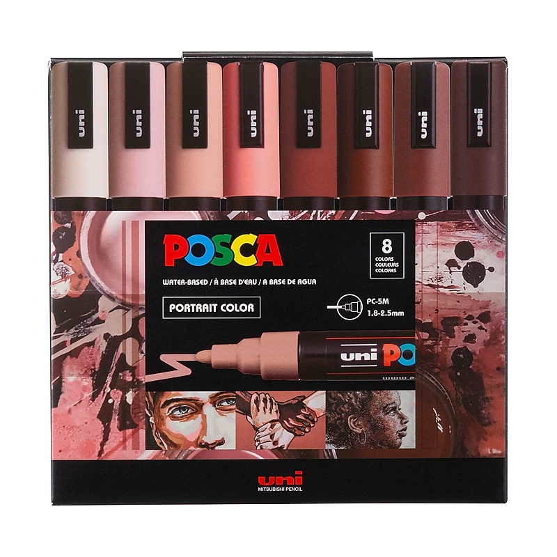 POSCA PC-5M Water Based Paint Marker, Medium Bullet Tip, Assorted Colors, 8/Set (UBC305219000) image 1