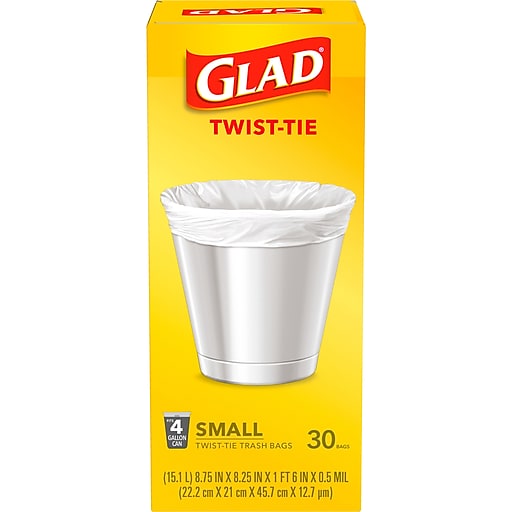 Glad Small White Trash Bag 4 Gallon, 30 Count - Whole And Natural