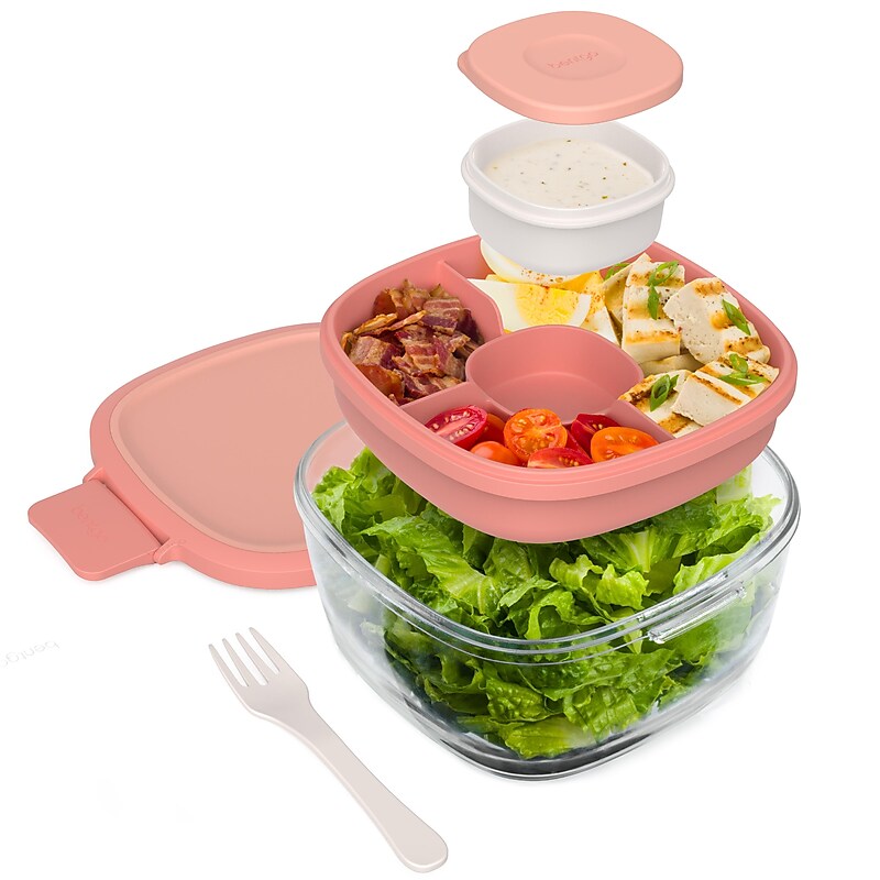 bentgo All-in-One Salad Container, 5-Compartment, Coral Wash, 61 oz. (BGLASSAL-COR) image 1