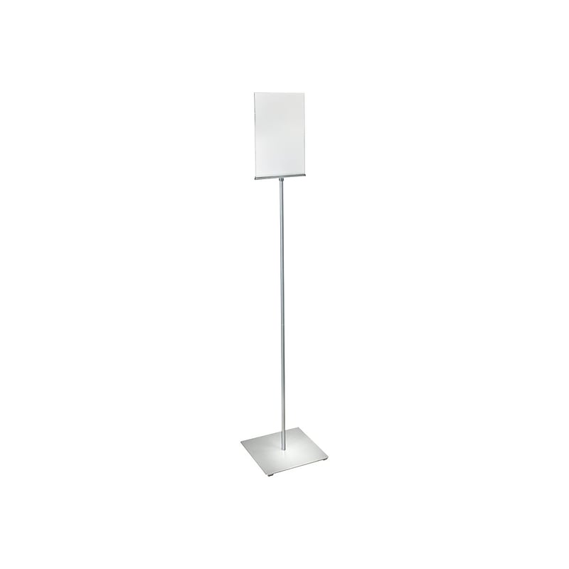 Azar Sign Holder, 8.5" x 11", Horizontal, Freestanding, Clear/Silver Acrylic (300863) image 1