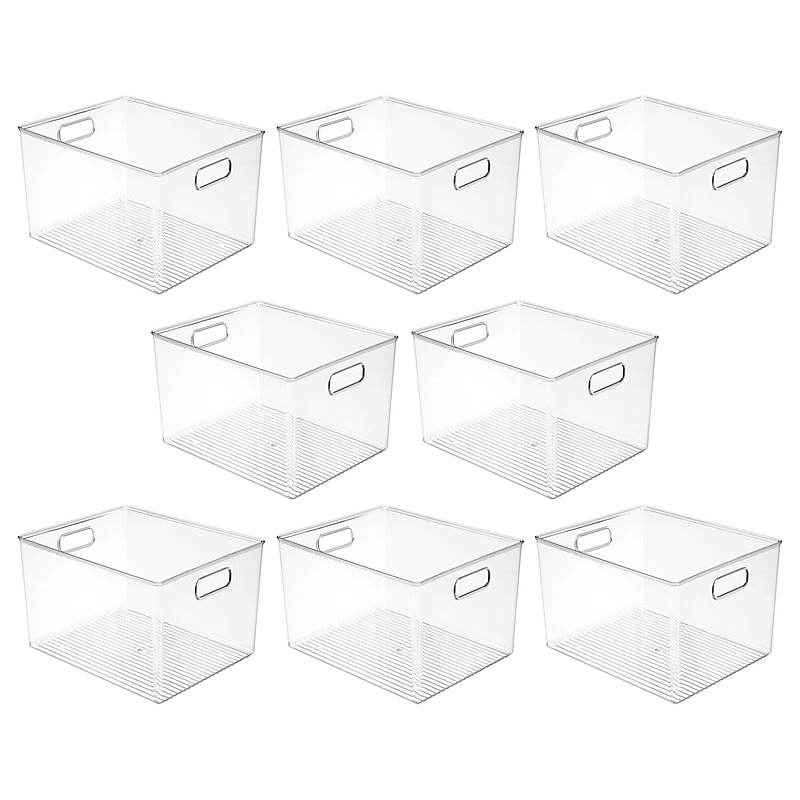 iDESIGN Small Stackable Plastic Storage Bin, 8" x 12"x 10", Clear, 8/Pack (29157M8) image 1