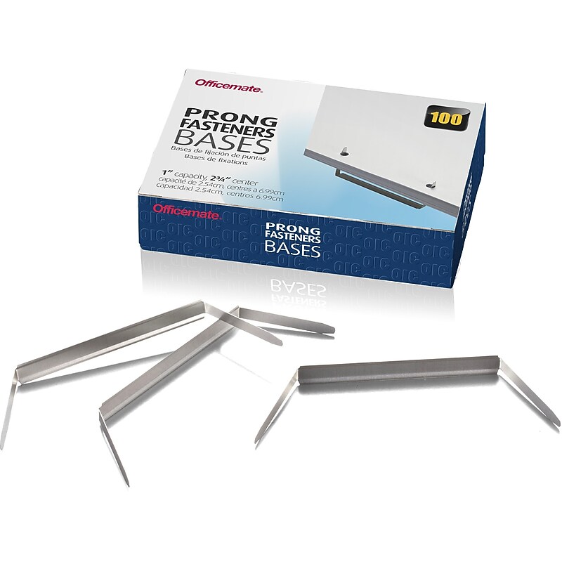 Officemate Non-Adhesive Prong Fastener, 1" Capacity, Silver (OIC99853) image 1