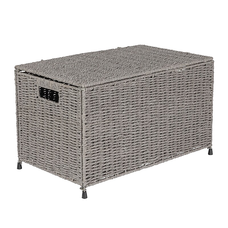 Household Essentials 48 Quart Storage Chest, Wicker, Grey (HE1079) image 1