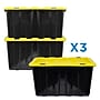 Mount-It! 63.4 Qt. Storage Bin with Snap Lid, Plastic, Black/Yellow, 3/Pack (WI-3001)~#|#~E1472668-1ED3-4391-8B8DF3ADCAB3A5D3_sc7