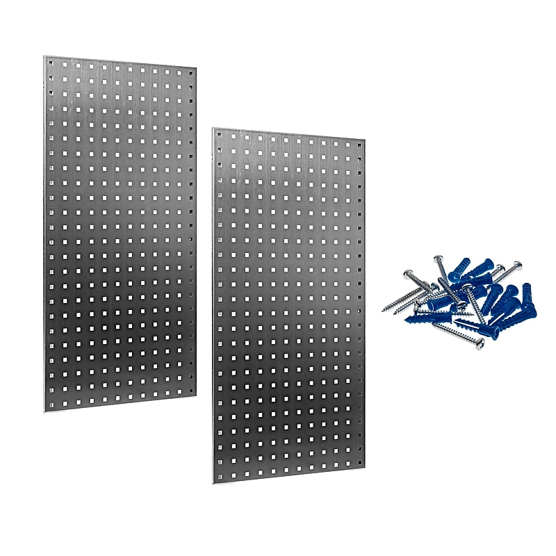 Triton Products Stainless Steel LocBoard 18" x 36" x 9/16" Square Hole Pegboards, Set of 2 (LB18-S) image 1