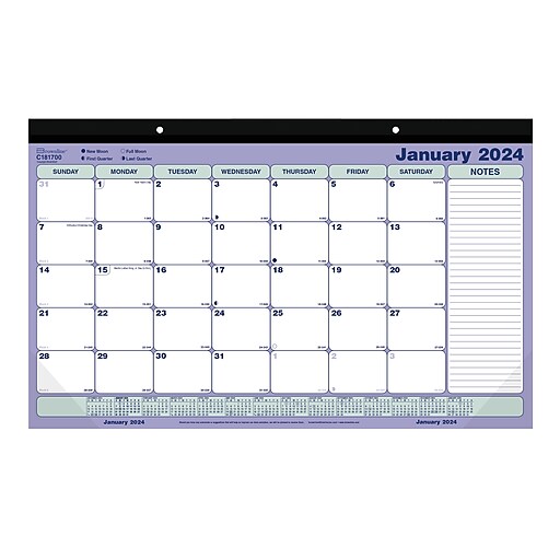 2024 Brownline 17.75" x 10.88" Monthly Desk Pad Calendar, Blue/White