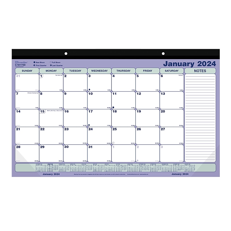 2024 Brownline 17.75" x 10.88" Monthly Desk Pad Calendar, Blue/White (C181700) image 1