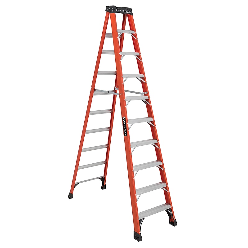 Louisville Ladder 10' Fiberglass Twin Step Ladder, 375 lbs. Capacity (FS1410HD) image 1