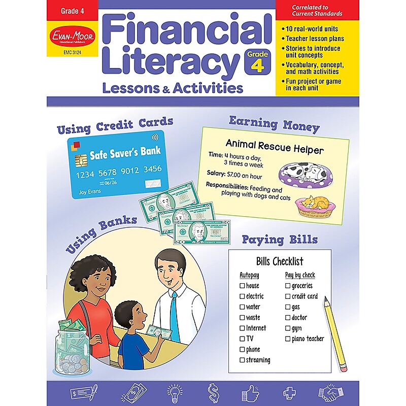 Evan-Moor Educational Publishers Financial Literacy Lessons & Activities, Grade 4 (EMC3124) image 1