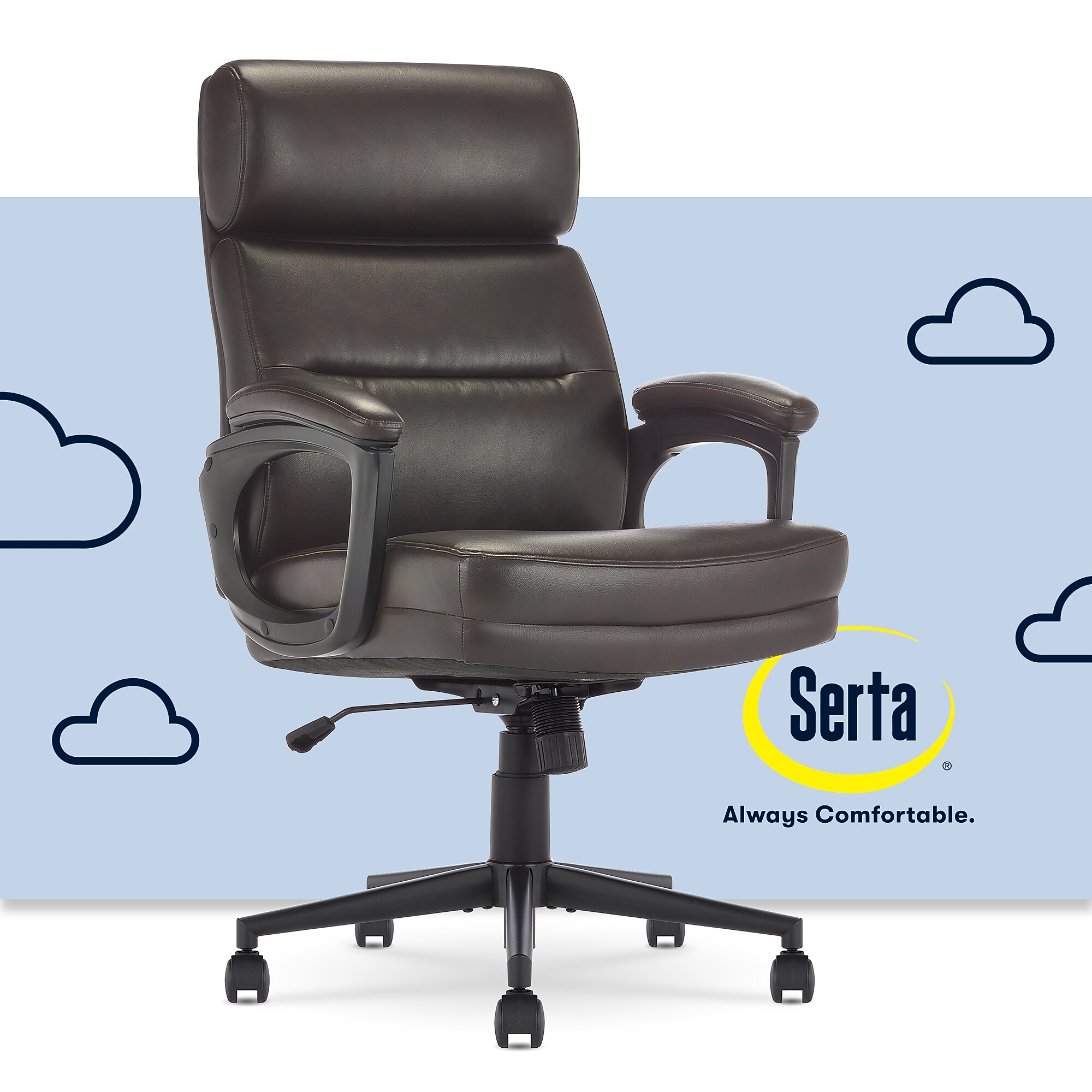 Serta Comfort Ergonomic Bonded Leather Swivel Executive Chair, Brown (CHR10130B) Sansujyuku sansujyuku.com
