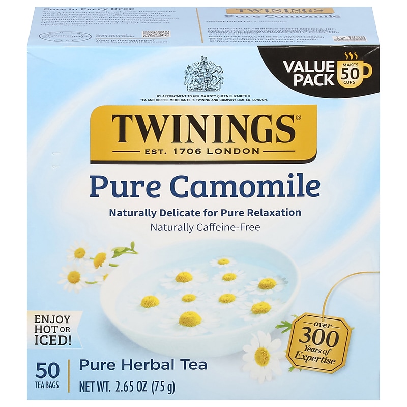 Twinings Pure Camomile Herbal Tea Bags, 2.65 oz., 50/Box (TNA53651) image 1