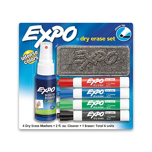 EXPO DryErase Starter Kit, Low Odor, ChiselTip, Assorted Colors