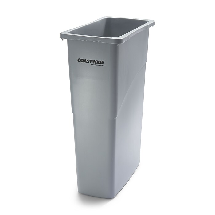 Coastwide Professional™ Slim Plastic Trash Can with no Lid, Gray