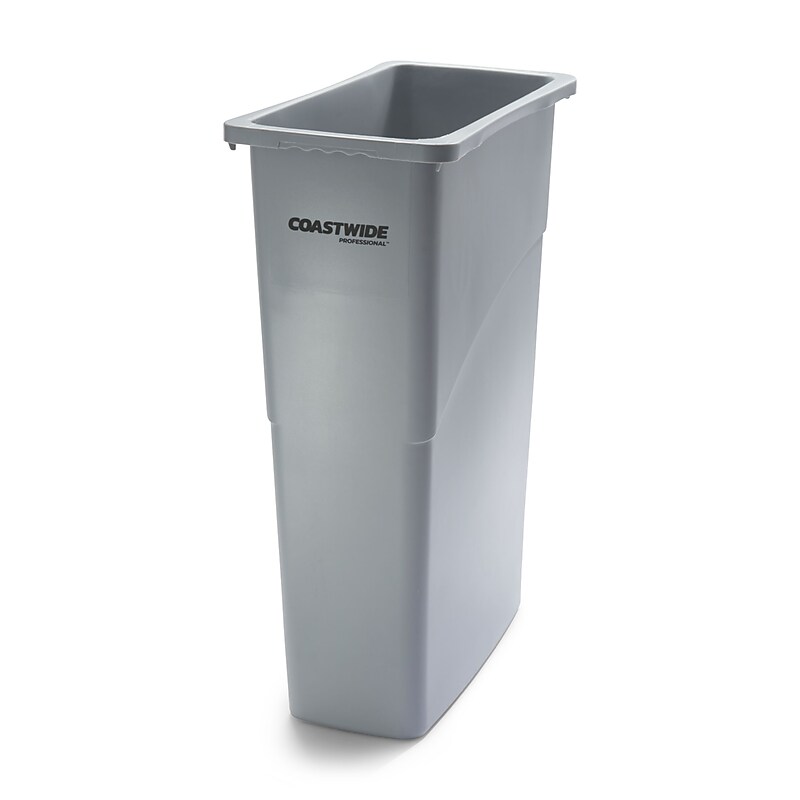 Coastwide Professional™ Slim Plastic Trash Can with no Lid, Gray, 23 Gal. (CW50717) image 1