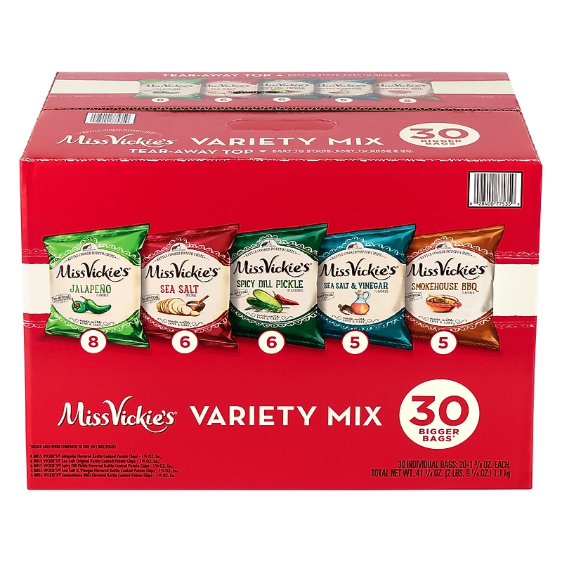 Miss Vickie's Kettle Cooked Variety Potato Chips, 30 Bags/Pack (295-00010) image 1