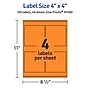 Avery Laser/Inkjet Multipurpose Square Labels, 4" x 4", Bright Orange, 160/Pack (94100)~#|#~E17C5D69-B855-4380-9E5EE1A1A1322540_sc7