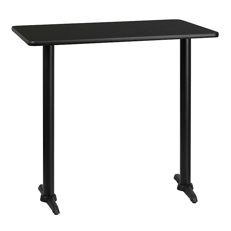 Flash Furniture Laminate Table Top with 5" x 22" Bar-Height Table Bases, 30" x 42", Black (XUBK3042T0522B) image 1