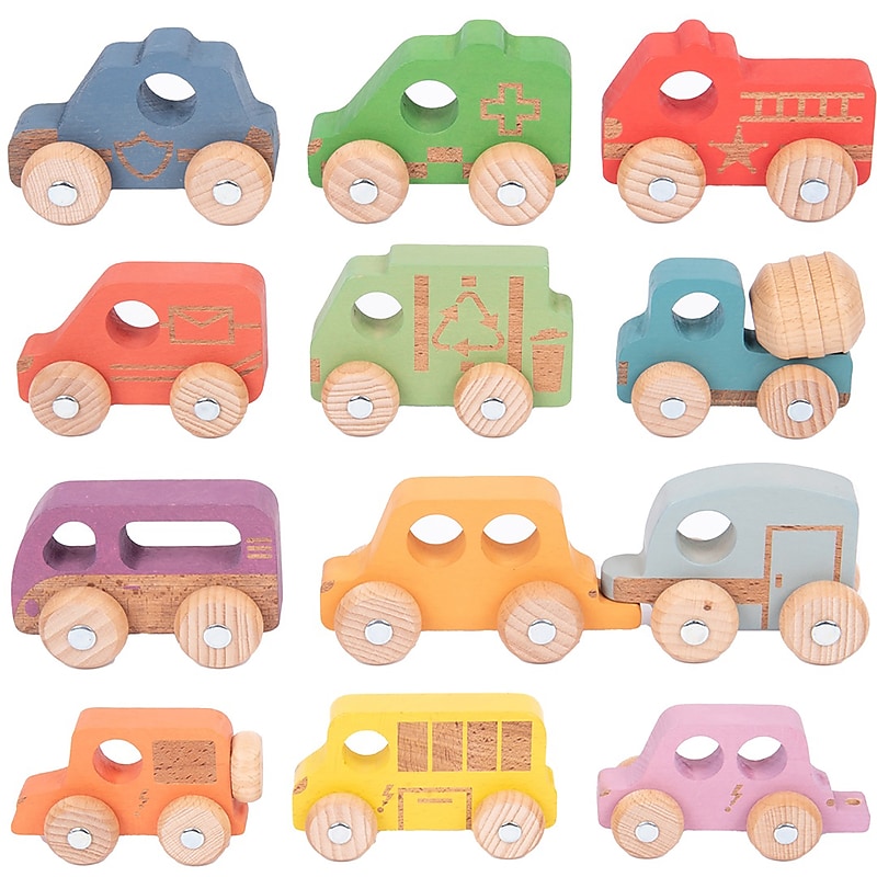 TickiT Rainbow Wooden Vehicles, 12/Set (CTU73508) image 1