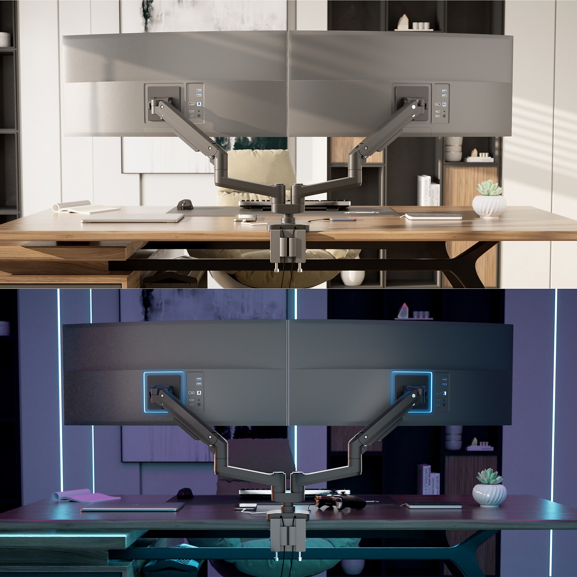 Mount-It! ProFlex Adjustable Heavy-Duty Dual Monitor Mount with Gas Spring Arms, Fits 17″–35″ Screens, Matte Black Sansujyuku sansujyuku.com