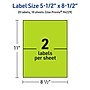Avery Printable Rectangle Multipurpose Labels, 5.5" x 8.5", Bright Green, 20/Pack (94229)~#|#~E18CE309-D41C-43F5-9E8BBDE9A5FD62C3_sc7