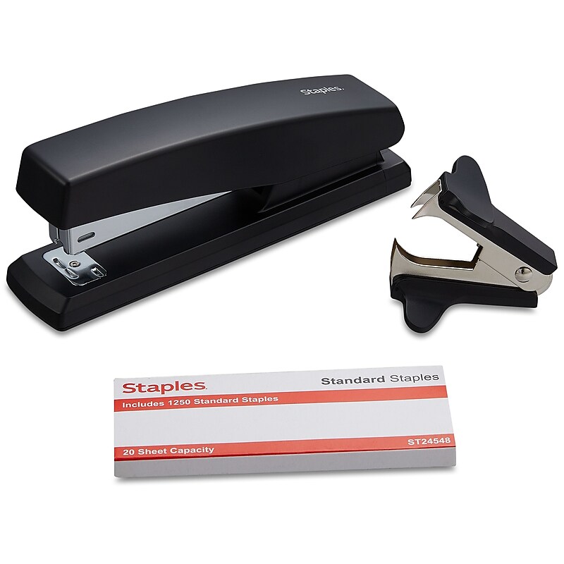 Staples® Combo Pack Desktop Stapler, 20-Sheet Capacity, Staples Included, Black (ST24548/24548) image 1