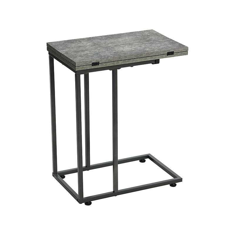 Household Essentials Jamestown 12"W x 19"D Laminate Side Table, Rustic Slate Concrete/Black (8249-1) image 1