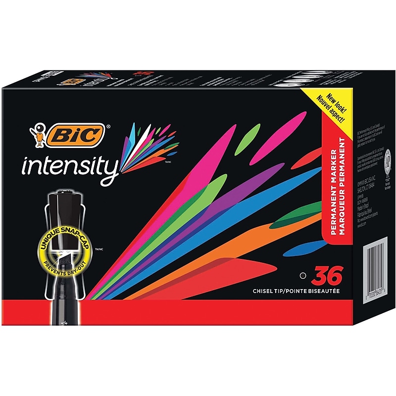BIC Intensity Permanent Marker, Broad Chisel Tip, Black, 36/Pack (GPMM36BK) image 1
