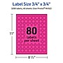 Avery Laser/Inkjet Square Multipurpose Labels, 0.75" x 0.75", Neon Magenta, 3200/Pack (94102)~#|#~E1A51688-BCBD-4771-BE4A0B31656C02CE_sc7