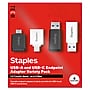 Staples TECH USB-A to USB-C & USB-C to USB-A Adapter, Male to Female, Assorted Colors, 4/Pack (ST63351)~#|#~E1B24D04-0C29-4868-8605513E24A51EF3_sc7
