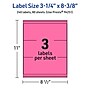Avery Laser/Inkjet Rectangle Multipurpose Labels, 3-1/4" x 8-3/8", Bright Pink, 240/Box (94251)~#|#~E1B4B853-8048-49D5-B86477FA57AF7830_sc7