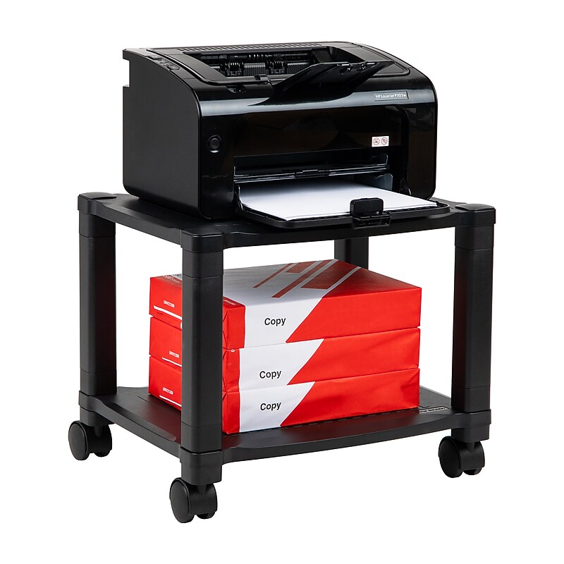 Mind Reader 2-Shelf Mobile Printer Utility Cart with Wheels, Black (PRCARTSM-BLK) image 1