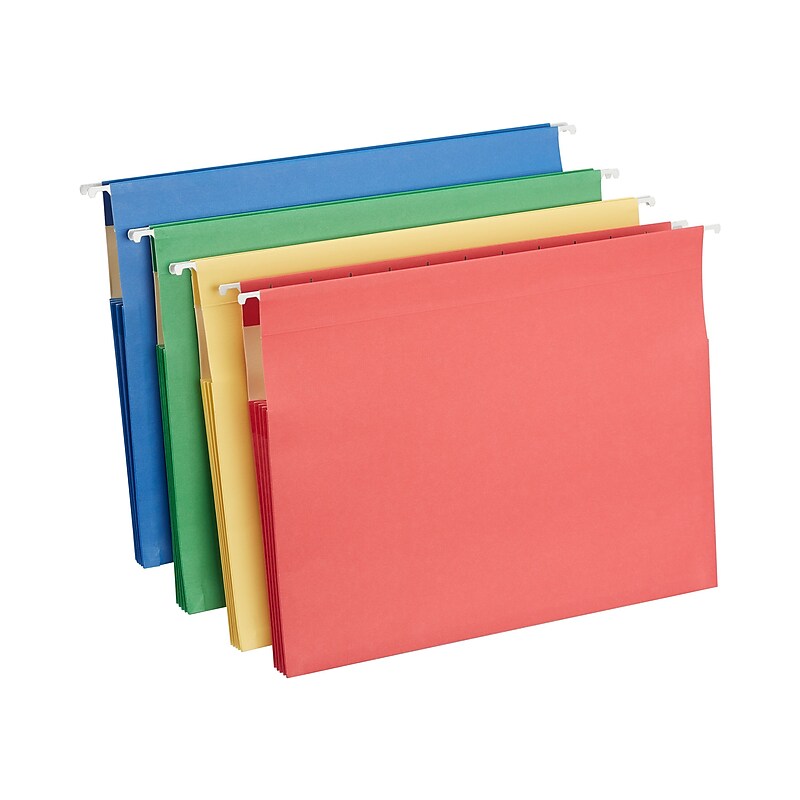 Staples Hanging File Folders, 3.5" Expansion, Stright Cut, Letter Size, Assorted Colors, 4/Pack (ST419192/419192) image 1
