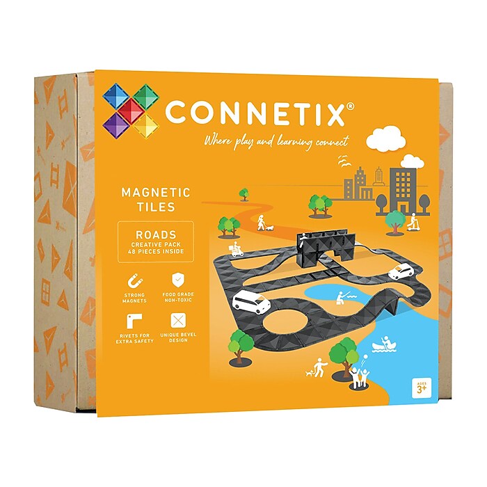Connetix Magnetic Tiles Creative Roads Pack, 48 Pieces