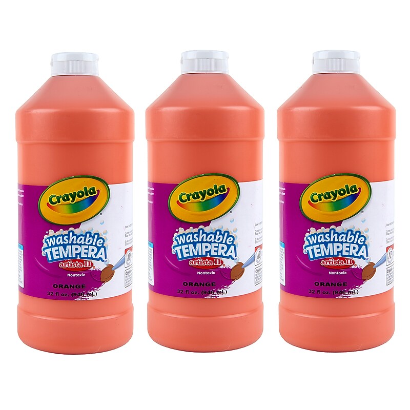 Crayola Artista II Washable Tempera Paint, Orange, 32 oz., 3/Bundle (BIN543132036-3) image 1