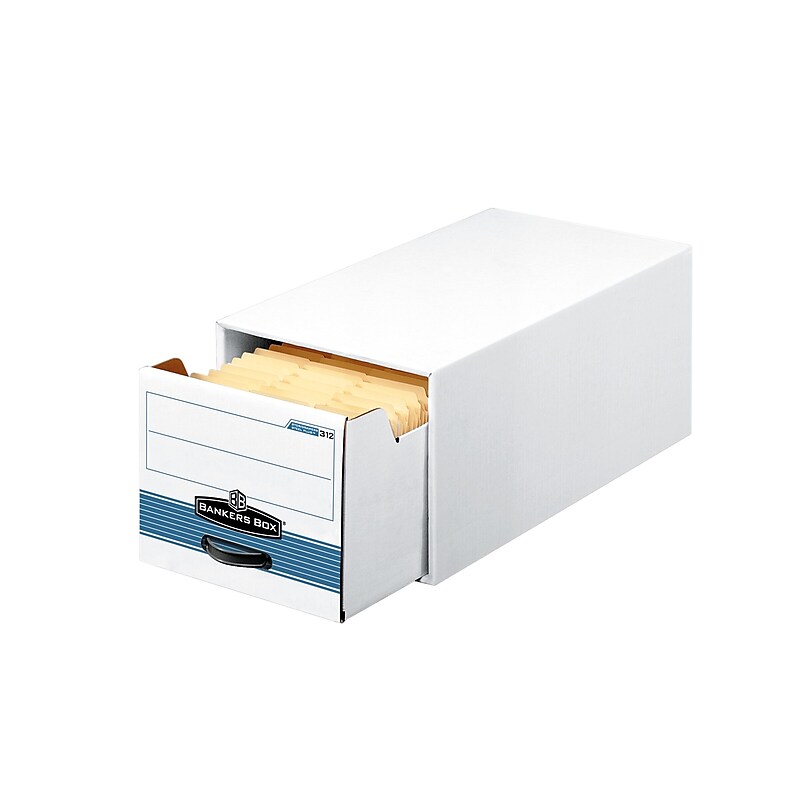 Bankers Box Stor/Drawer Steel File Storage Drawers, Legal Size, White/Blue, 6/Carton (00312) image 1