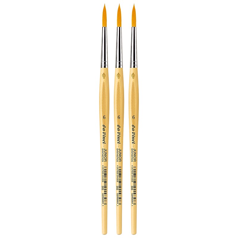 da Vinci JUNIOR Synthetics Tempera Synthetic Bristle Round, Size 6 Student Brush, 3/Pack (DVXVA3036-3) image 1