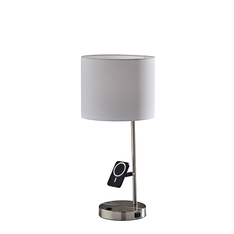 Adesso Wyatt Supercharger Incandescent Desk Lamp, 22"H, Brushed Steel/White (2610-22) image 1